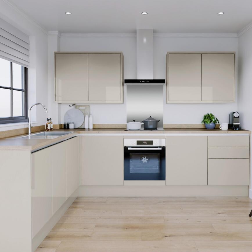 Winterton Sandstone Gloss Handleless EKES L Shape