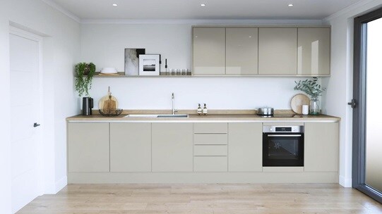 Winterton Sandstone Gloss Handleless EKES Single Wall