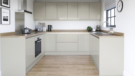 Winterton Sandstone Gloss Handleless EKES U Shaped