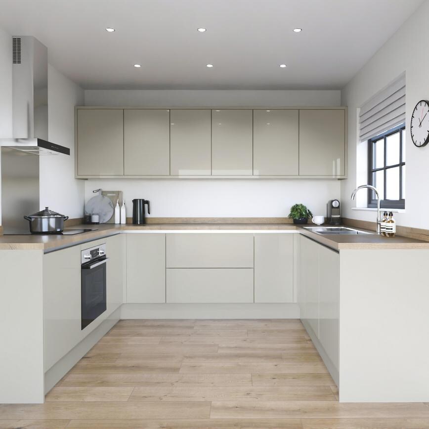 Winterton Sandstone Gloss Handleless EKES U Shaped