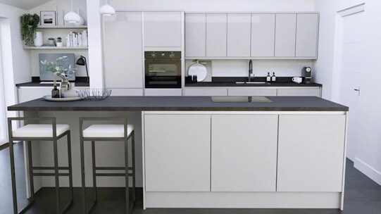 Winterton Dove Grey Gloss Handleless EKES Island