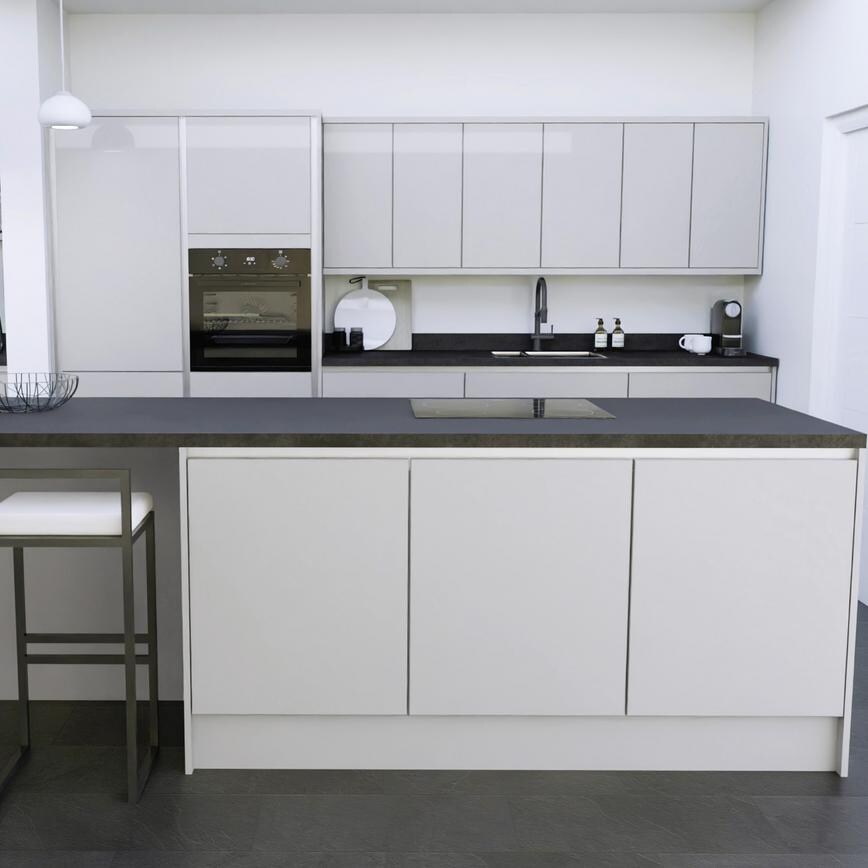 Winterton Dove Grey Gloss Handleless EKES Island