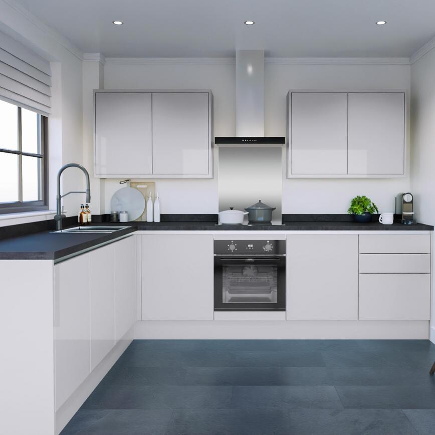 Winterton Dove Grey Gloss Handleless EKES L Shape