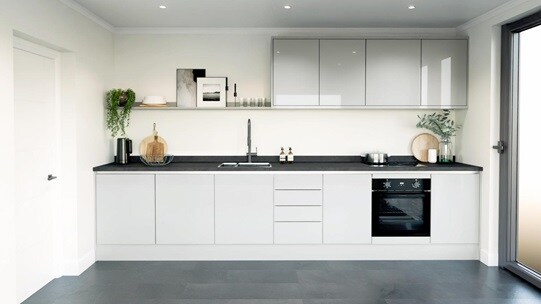 Winterton Dove Grey Gloss Handleless EKES Single Wall