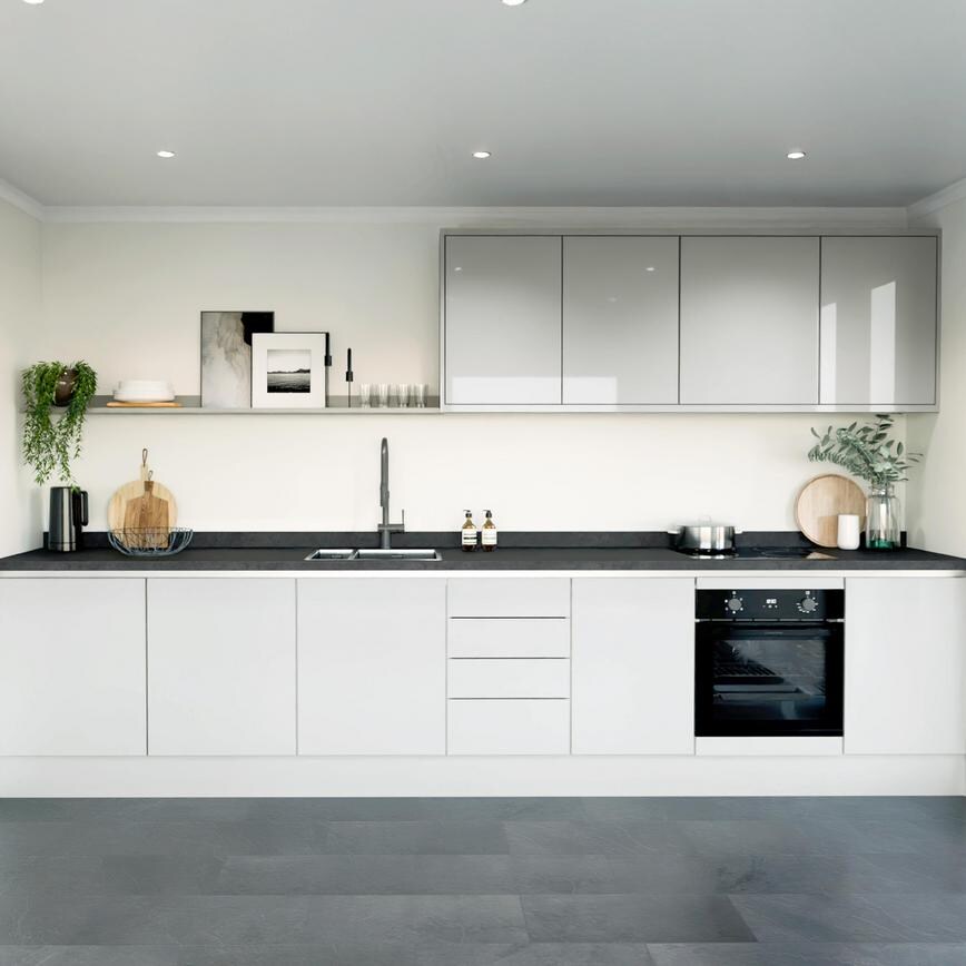 Winterton Dove Grey Gloss Handleless EKES Single Wall