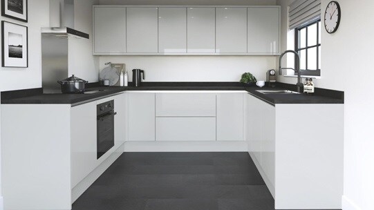 Winterton Dove Grey Gloss Handleless EKES U Shaped