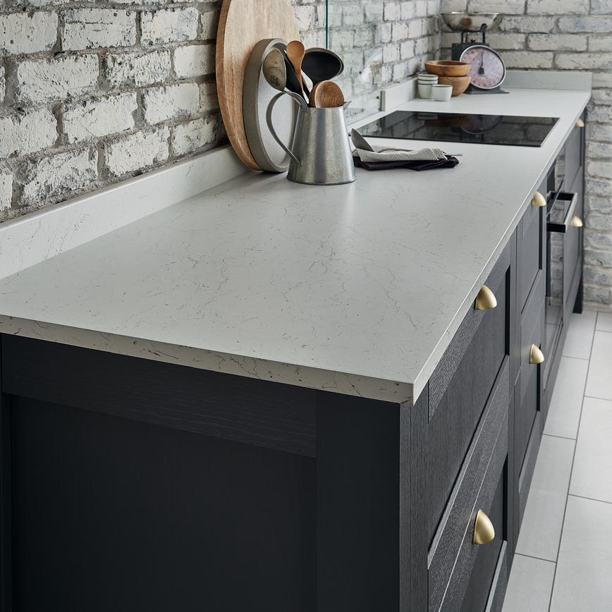 White/Grey Marble Effect Square Edged Worktop