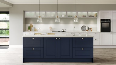 Fairford Dove Grey and Navy Main Set Shot - Kitchen Brochure