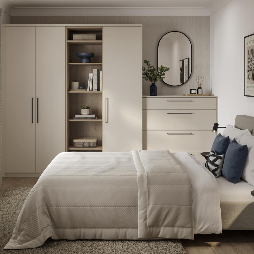 Greenwich Sandstone Main Set Shot Warderobe and Chest Of Drawers