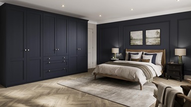 Halesworth Navy Main Set Shot Single Wall Warderobe with Drawers