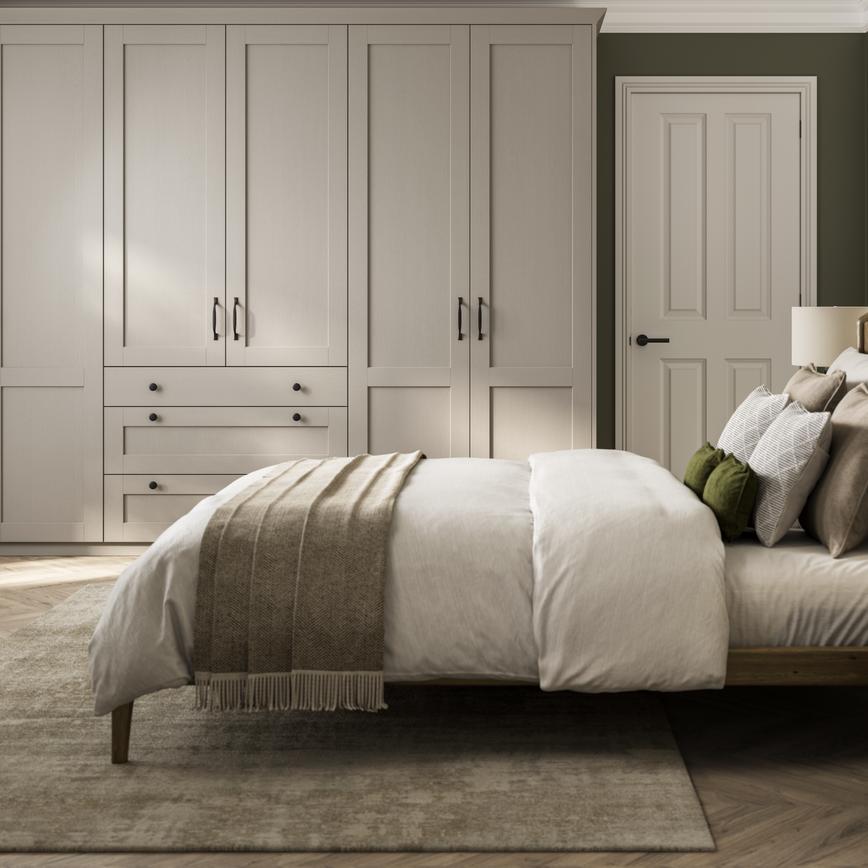 Halesworth Pebble Bedroom Single Wall Warderobe with Drawers