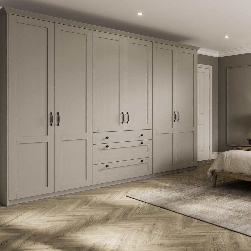 Halesworth Pebble Bedroom Single Wall Warderobe with Drawers