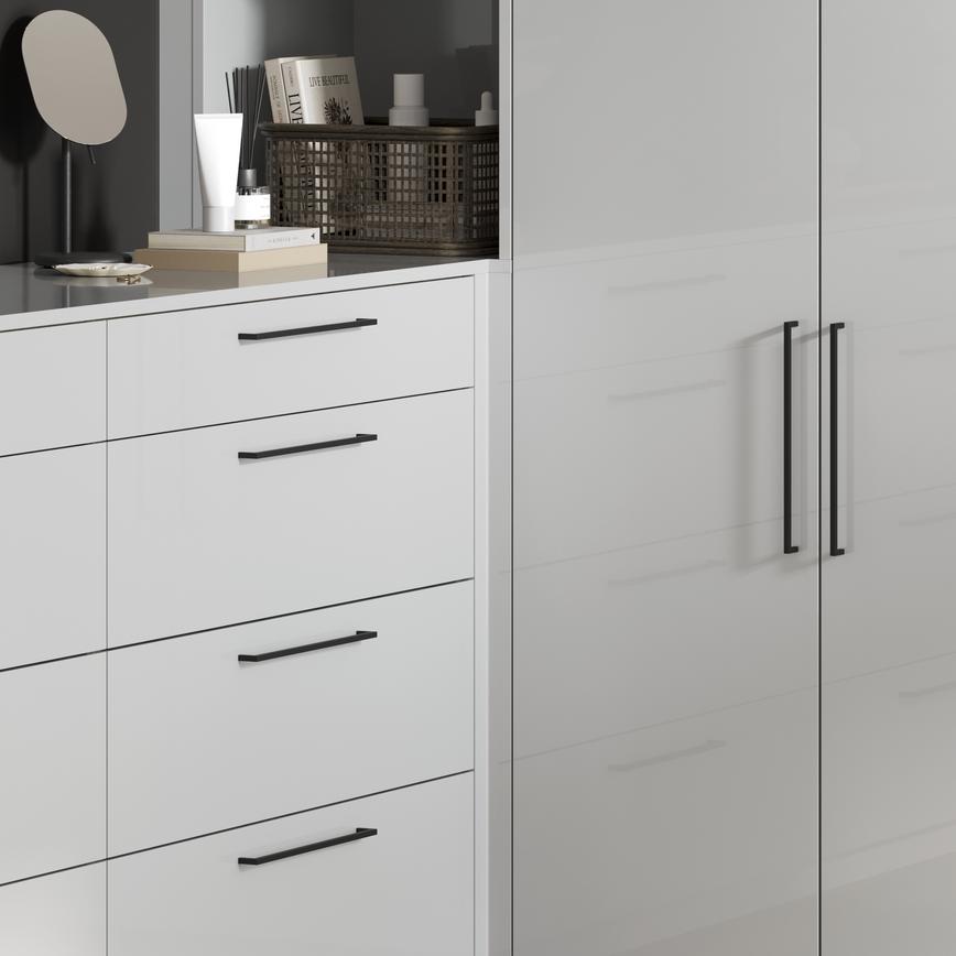 Hockley Gloss Dove Grey Bedroom Warderobe and Drawers Handles