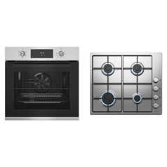 Lamona LMP3008 Built In Stainless Steel Single Fan Oven and Grill and Stainless Steel Gas Hob Package
