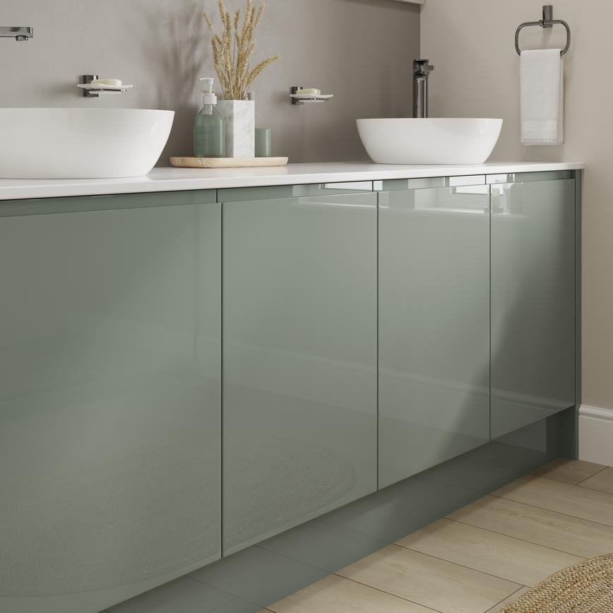 Clerkenwell Gloss Reed Green Bathroom Bank of Frontals