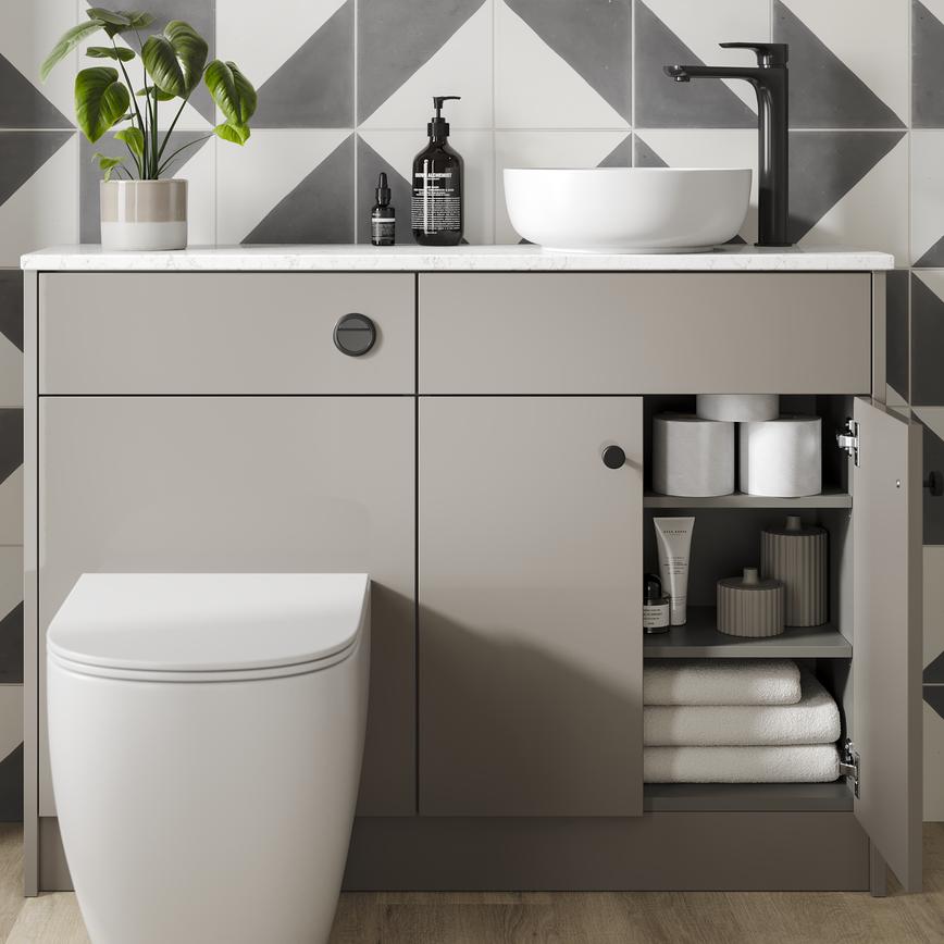 Hockley Mirror Gloss Sand Grey Bathroom Cabinet