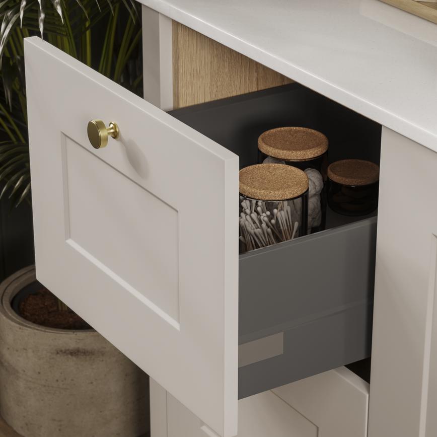 Chelford Dove Grey Bathroom Open Drawer