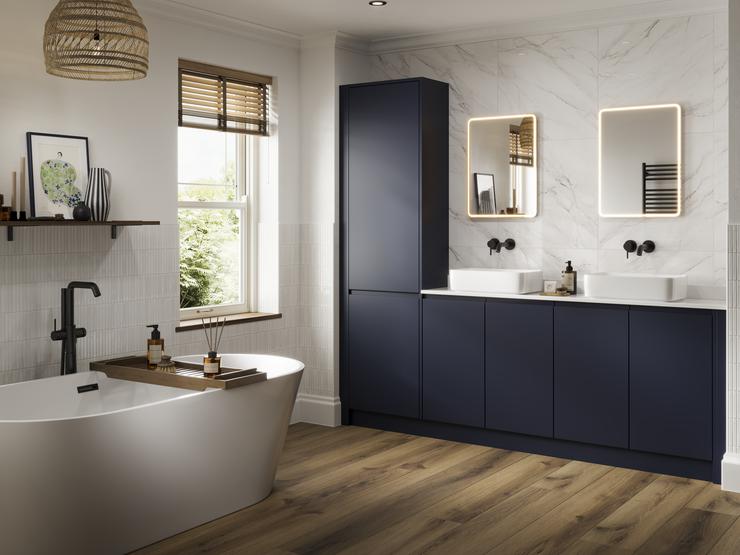 Clerkenwell Super Matt Navy Bathroom Set Shot