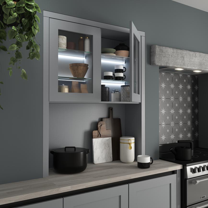 Sensio Glow Pro SE19079P02 Glass Shelf Clip Light In A Cabinet Door Open Cool White 