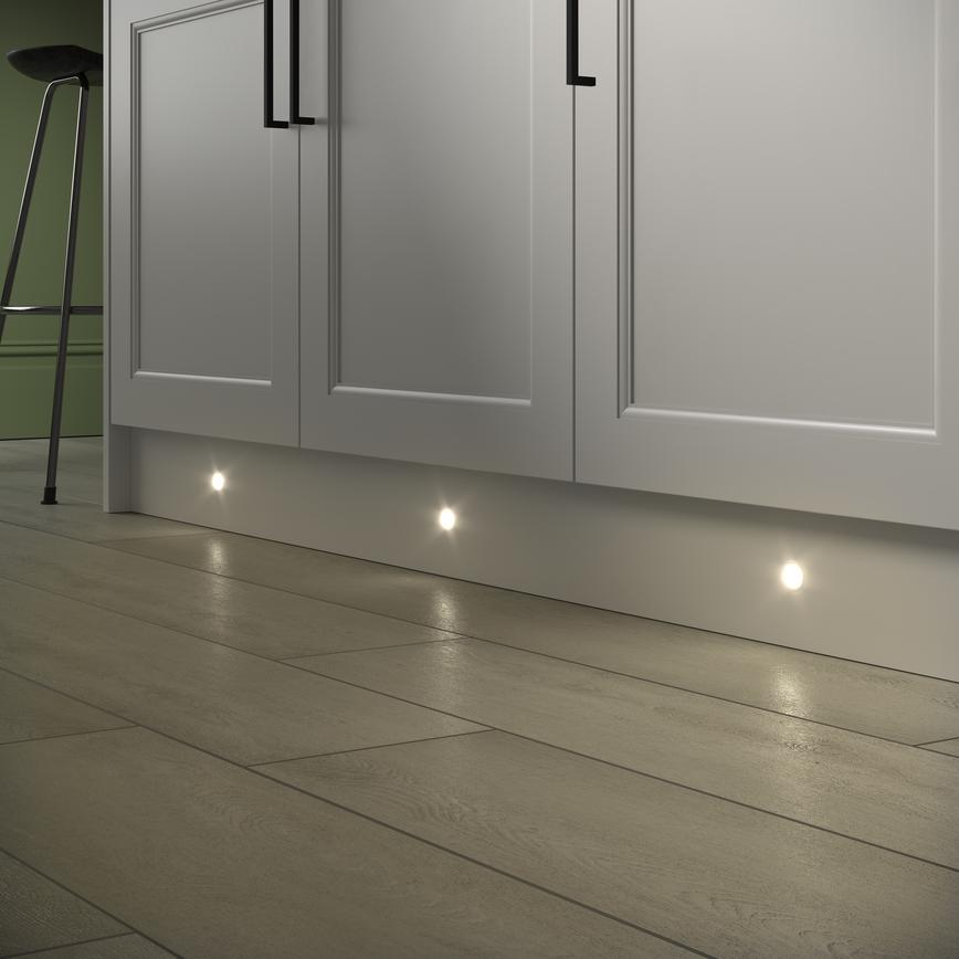 LED Circular Plinth Lights Trio Tone Elmbridge Dove Grey Kitchen Warm