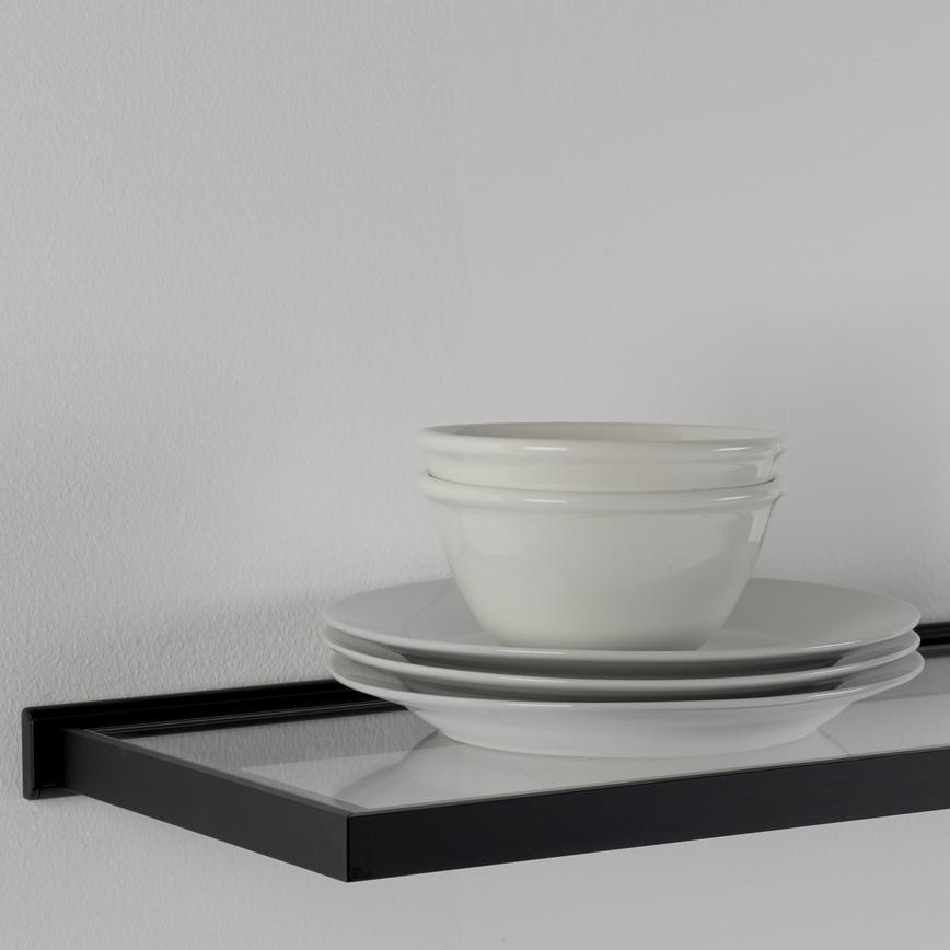 LED4201 Sensio rectangular LED wall mounted shelf light unlit with crockery