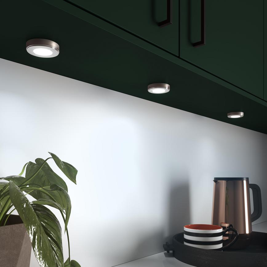 Sensio Hype R Pro SE90150P0 Circular Brushed Steel Cool White LED Under Cabinet Light Cool White