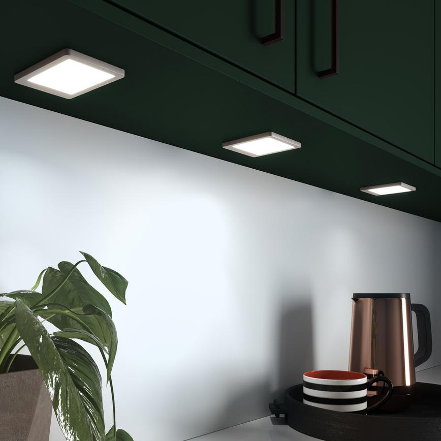 Sensio Hype R Pro SE90150P0 Square Brushed Steel Under Cabinet Neutral White Light