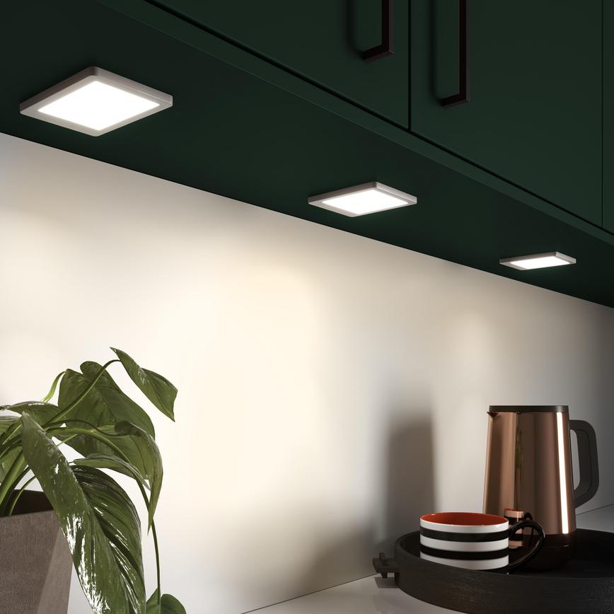 Sensio Hype R Pro SE90150P0 Square Brushed Steel Under Cabinet Warm White Light