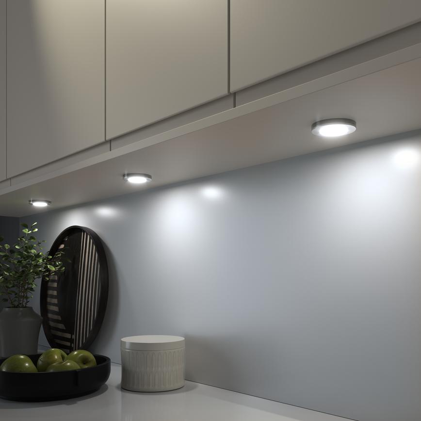LED Slim Circular Downlight Trio Tone Clerkenwell Sandstone Kitchen Cool