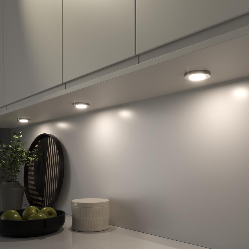 LED Slim Circular Downlight Trio Tone Clerkenwell Sandstone Kitchen Neutral