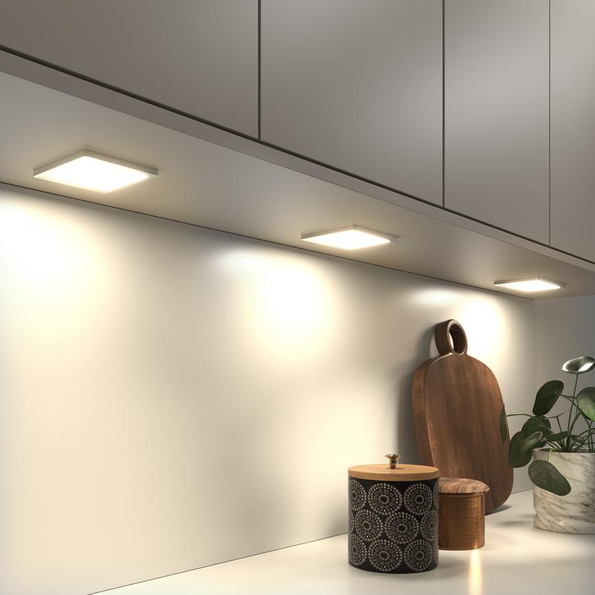 LED Square Downlight Trio Tone Greenwich Sandstone Kitchen Warm