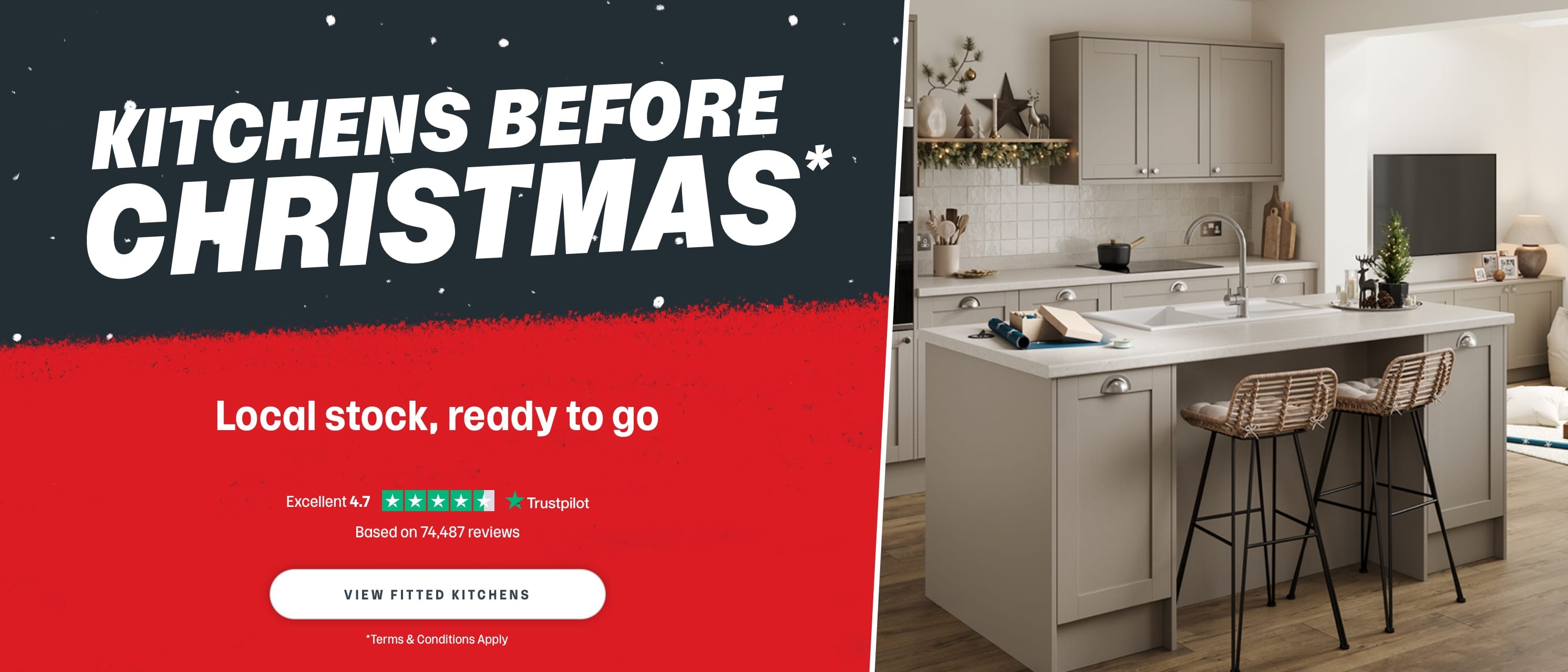 Kitchens before Christmas. View fitted kitchens. 