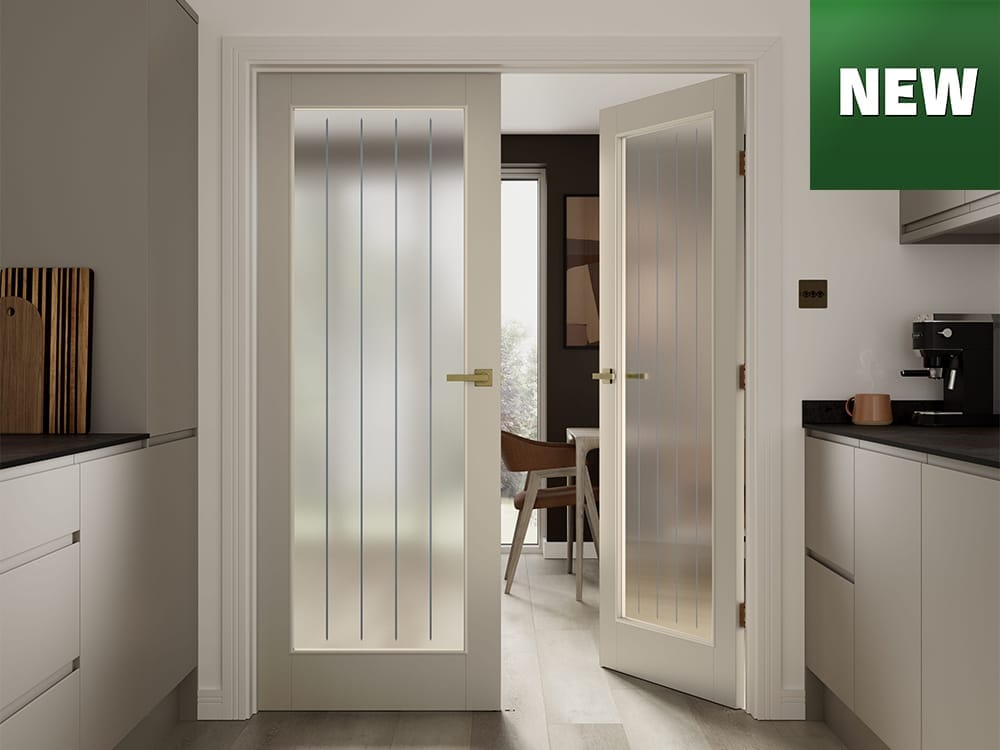White Dordogne Smooth Moulded Frosted Glazed Door New Internal Doors